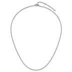 Sterling Silver Rh-plated 1.3mm Round Box 1in+1in Adj. Chain