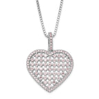 Sterling Silver Pink CZ Heart Necklace with 2in Ext Polished Finish