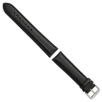 Black Leather Chronograph Watch Band, 24mm
