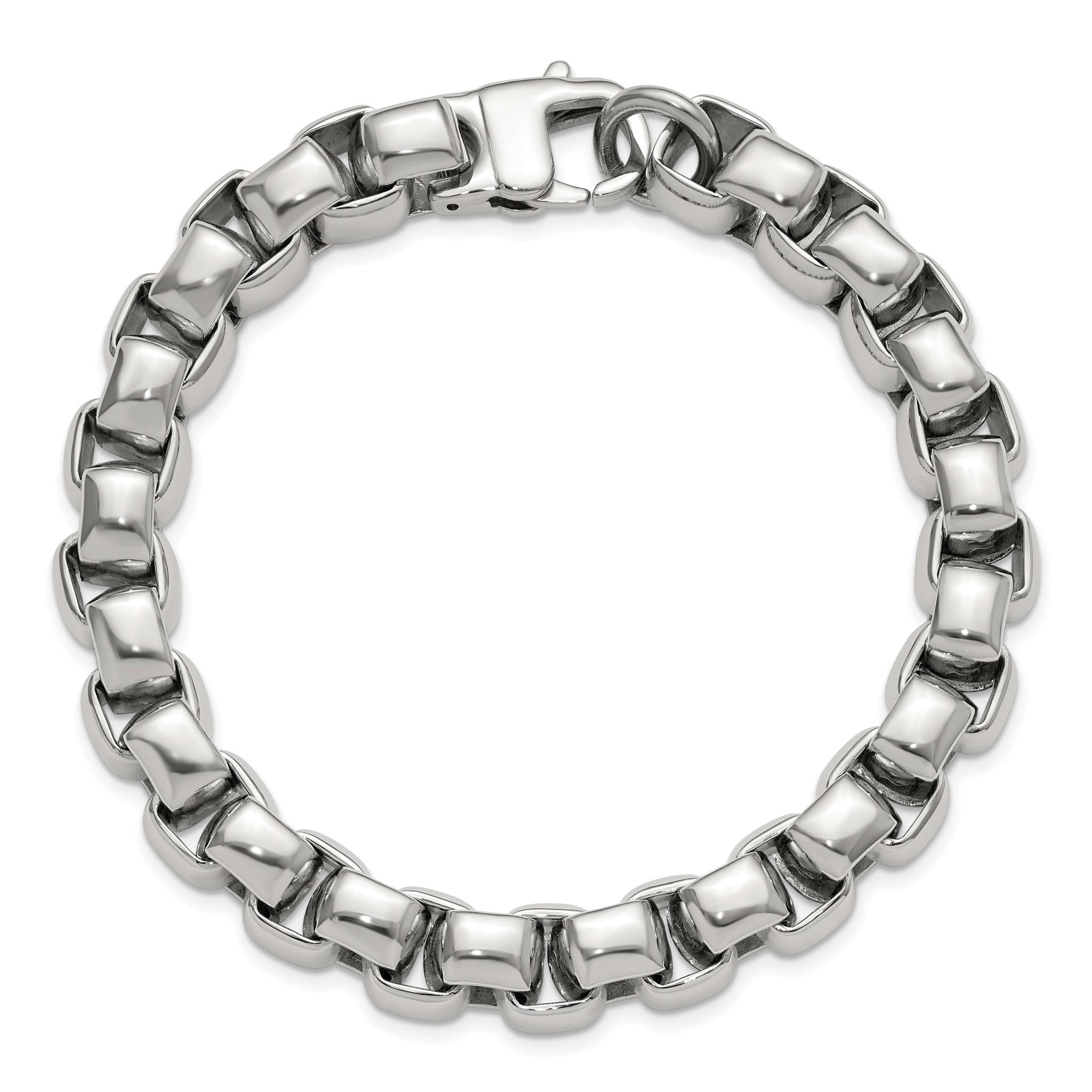 Stainless Steel Polished Square Link Bracelet for Men