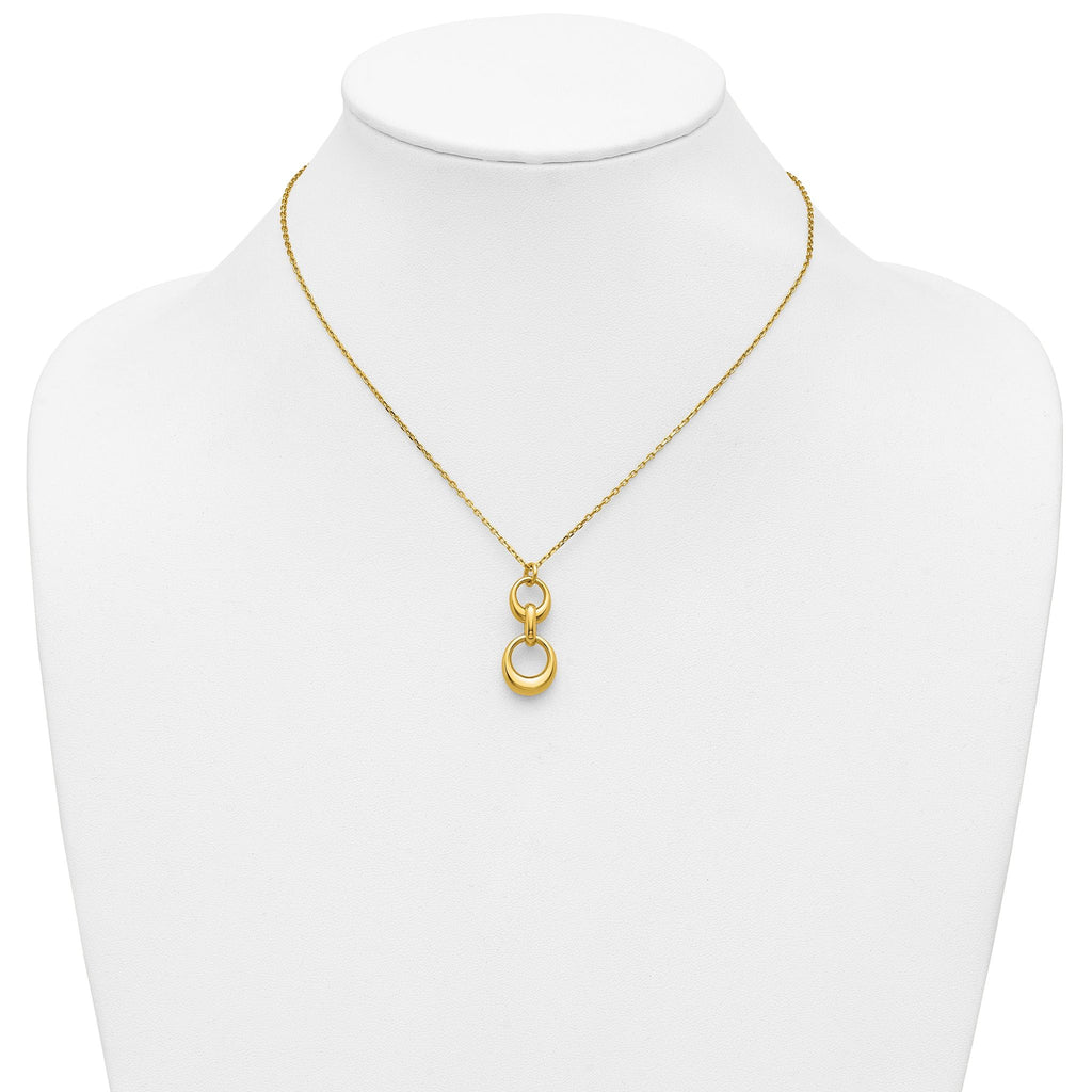 Sterling Silver Gold-tone Polished Fancy w/1in ext. Necklace