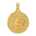 14K Head of Christ Medal Hollow Round Pendant