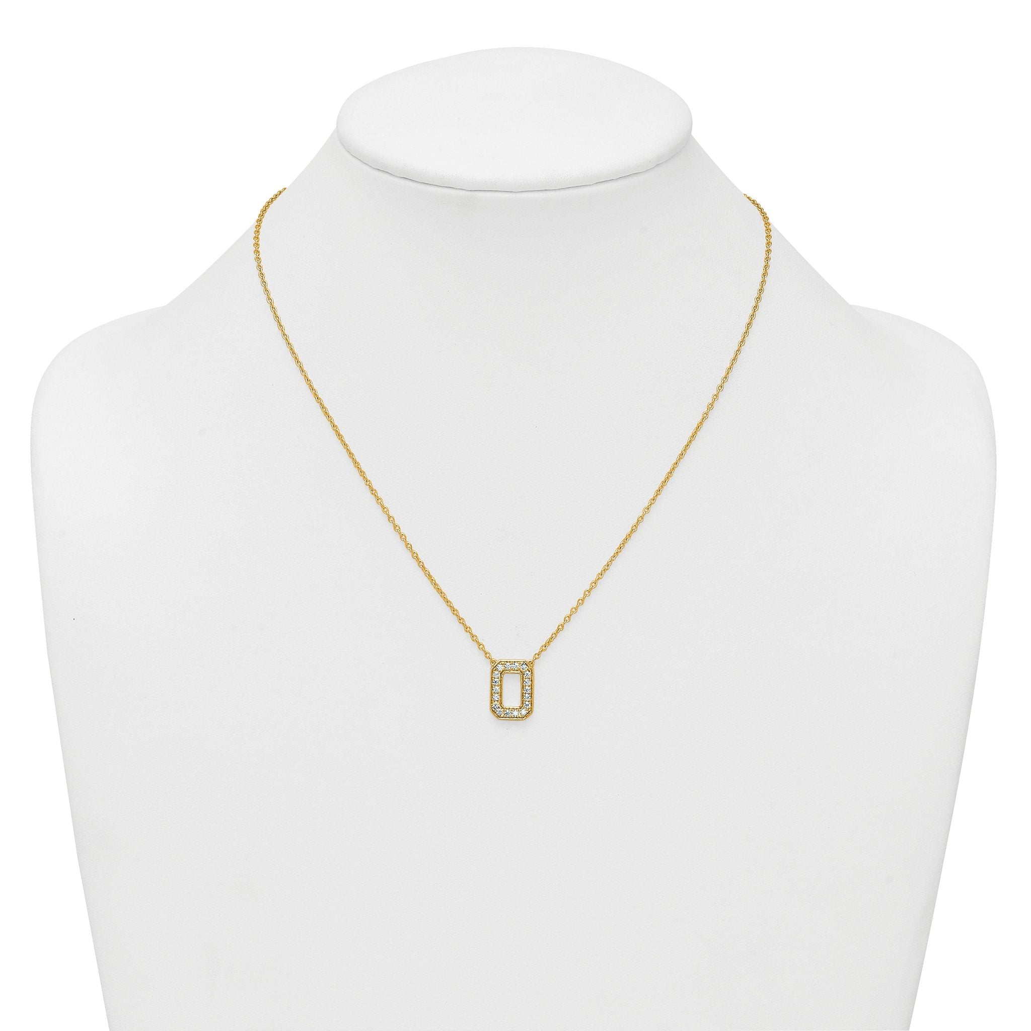 14k 1/3 carat Lab Grown Diamond VS+ F+ Complete Letter O 18 inch Initial Necklace