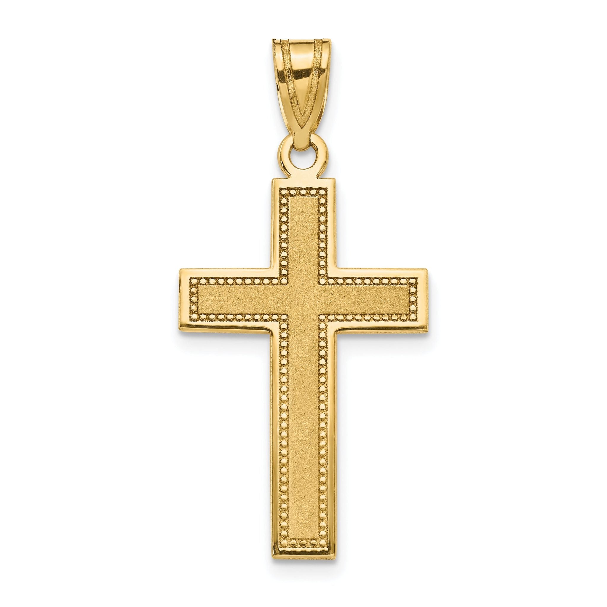 14K Gold Large Satin Cross Pendant with Polished Edges Timeless and Refined Main image