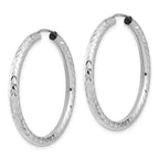 14k White Gold Polished & D/C Endless Hoop Earrings
