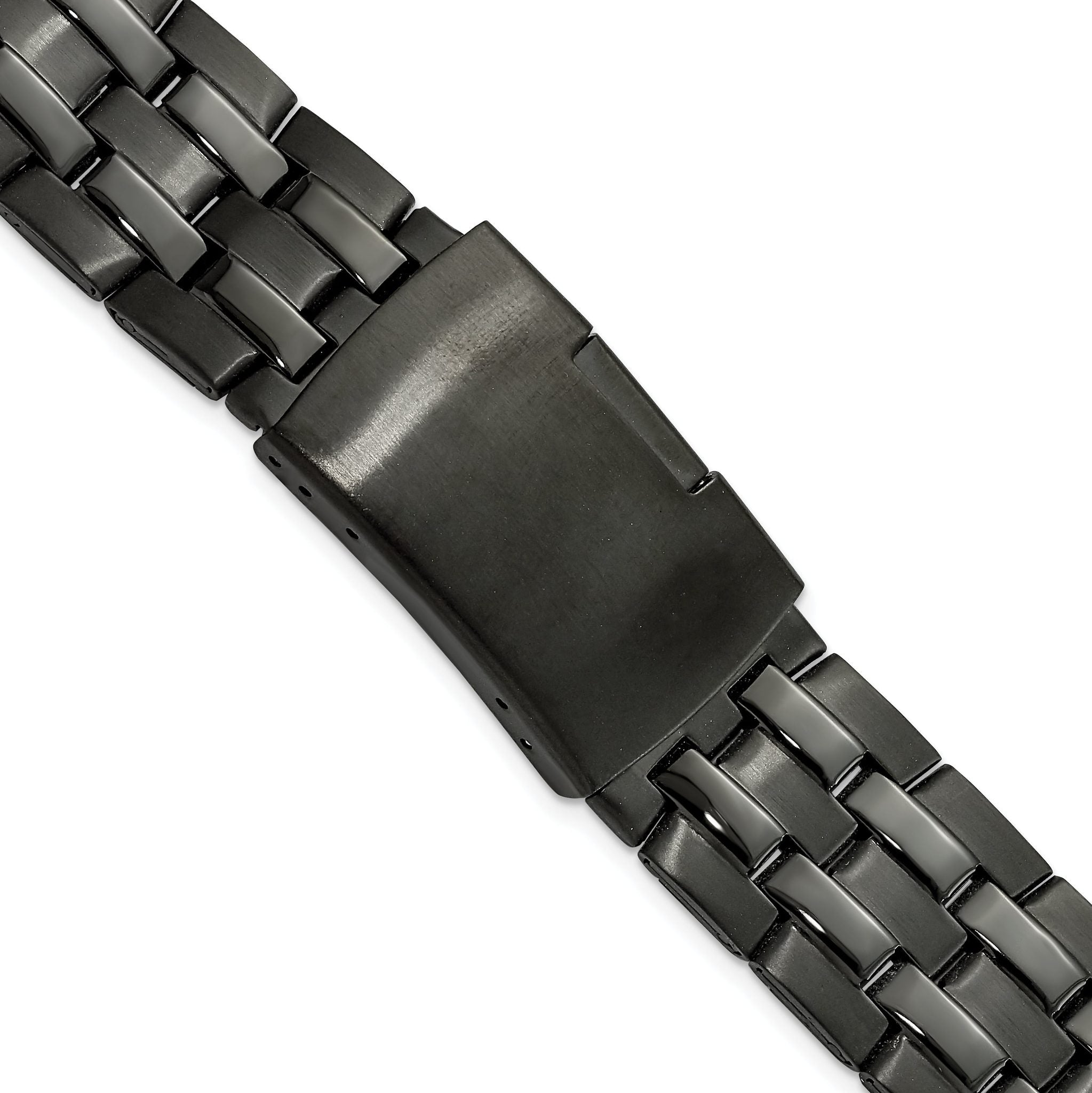 Folded Link Watch Band in Black PVD Stainless Steel, 18mm Main image