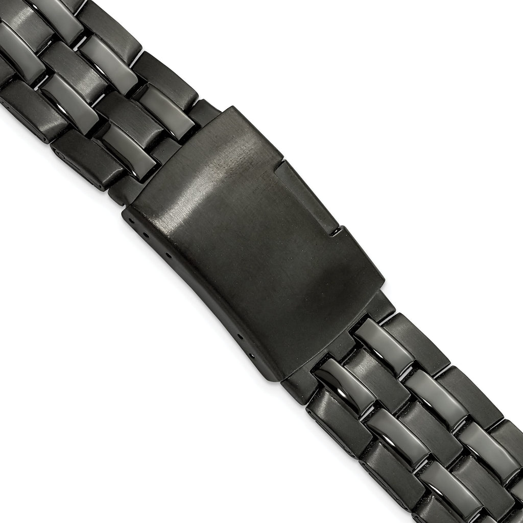 Folded Link Watch Band in Black PVD Stainless Steel, 18mm