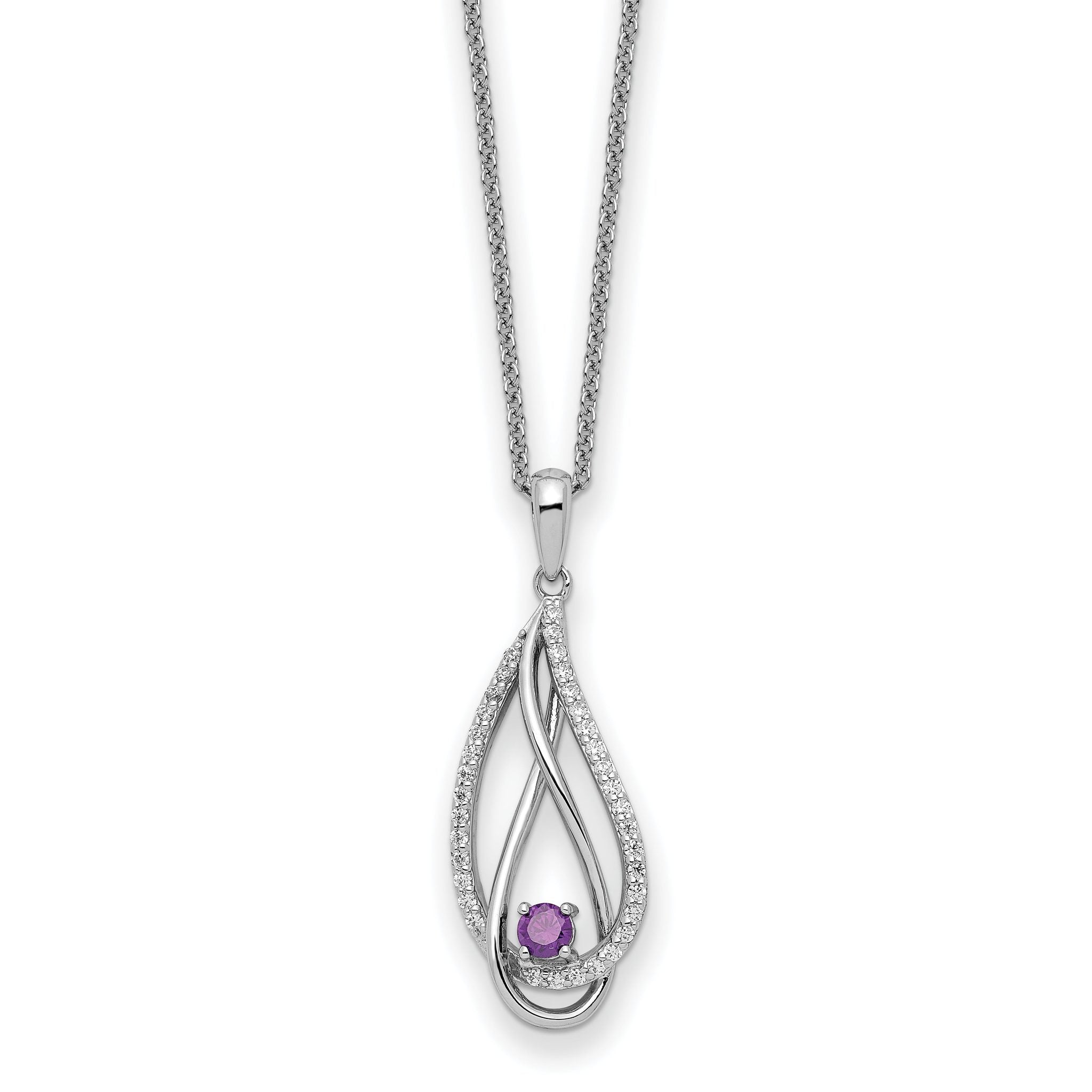 Sentimental Expressions Sterling Silver Rhodium-Rhodium-Plated Jun CZ Always in my Heart Birthstone 18in Necklace Main image