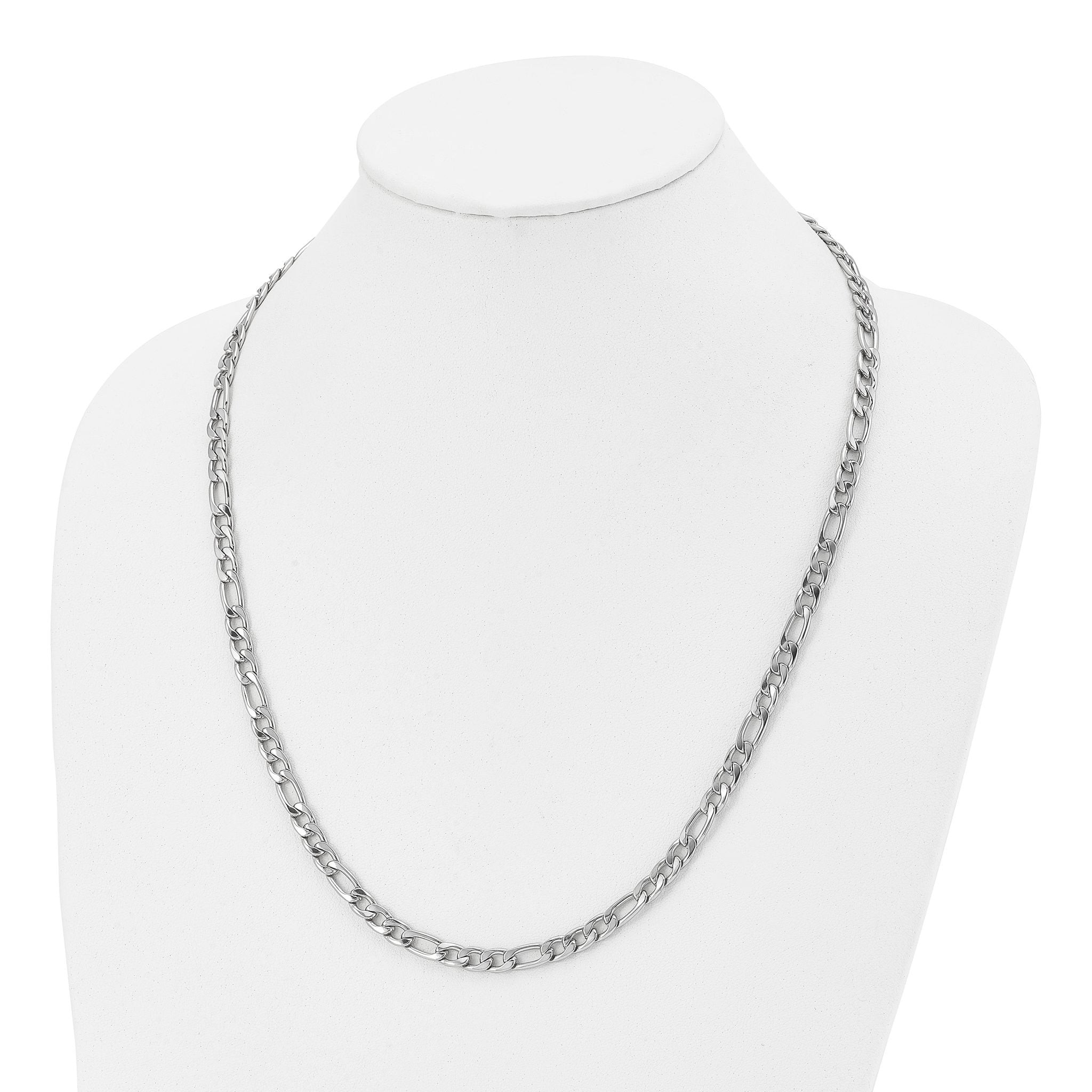 Polished Figaro Chain in Stainless Steel, 6mm