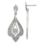 Stainless Steel Polished Textured Drop Dangle Earrings for Women