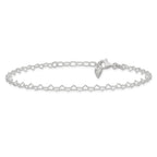 Puffed Heart Dangle Anklet in Sterling Silver