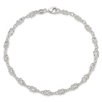 Sterling Silver 9inch Solid Polished Fancy Knot-Link Anklet