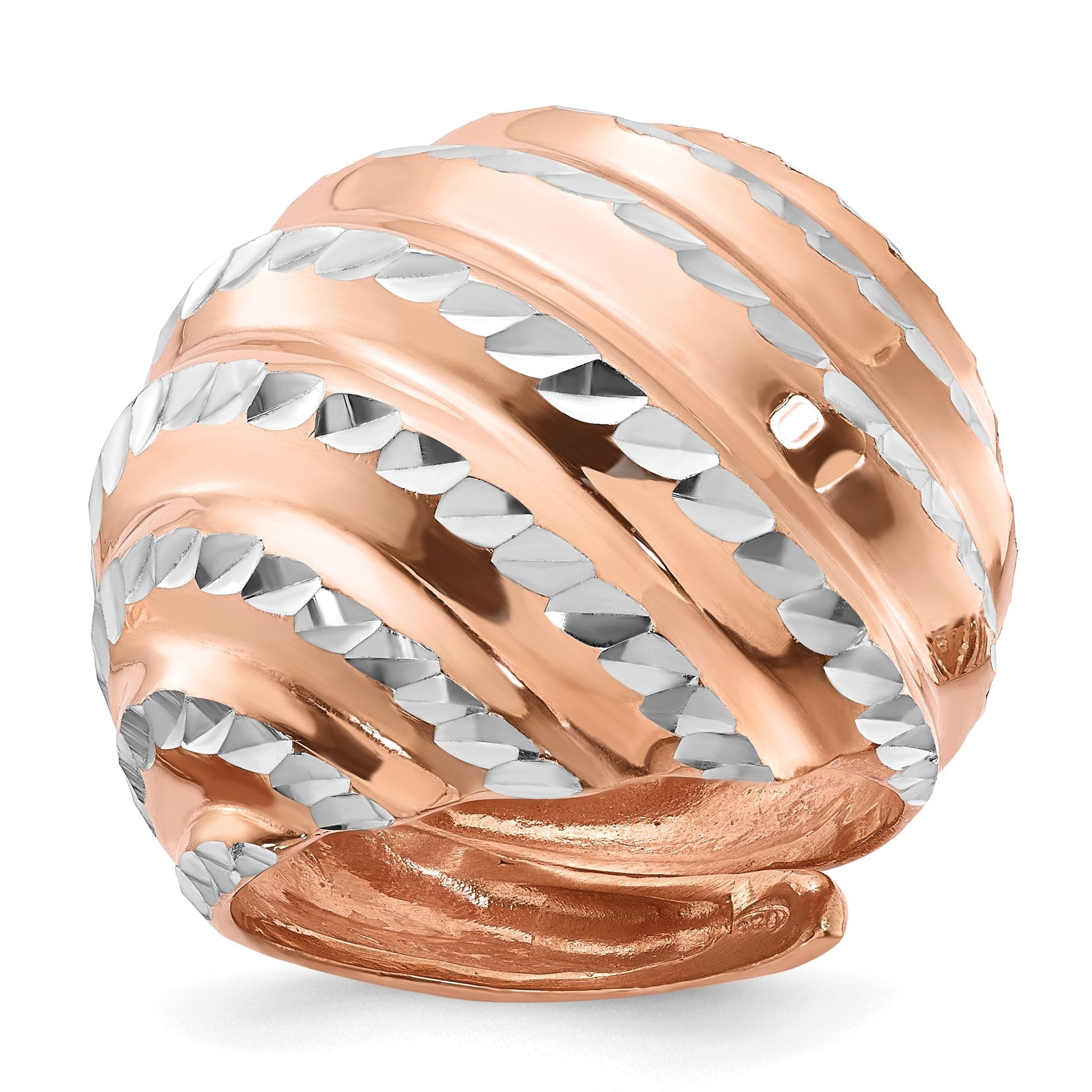 Sterling Silver Rose Gold-plated Diamond-cut Adjustable Ring Main image