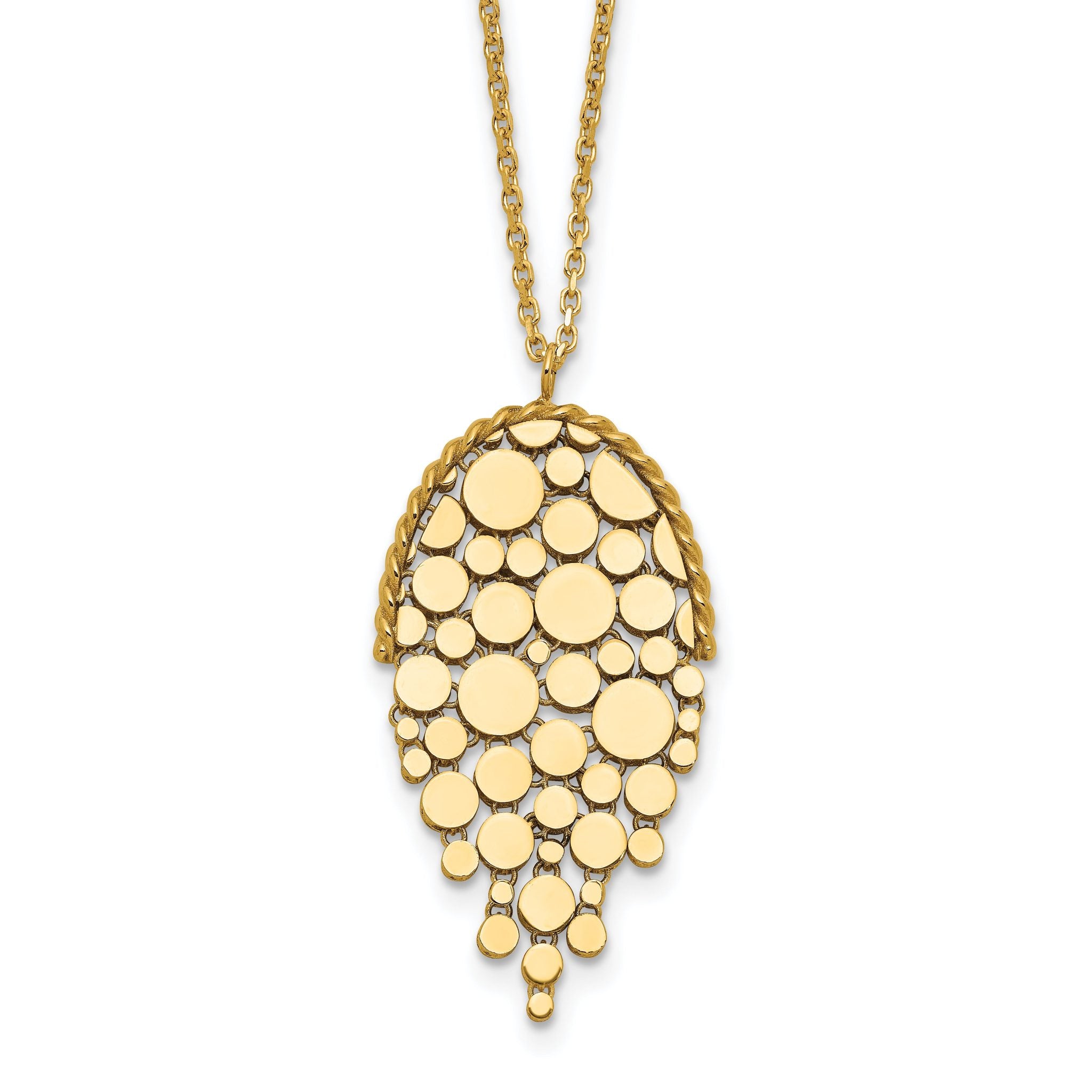 14K Polished Fancy with 2in ext. Necklace