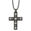 Black IP Cross Pendant Necklace in Stainless Steel, 22in