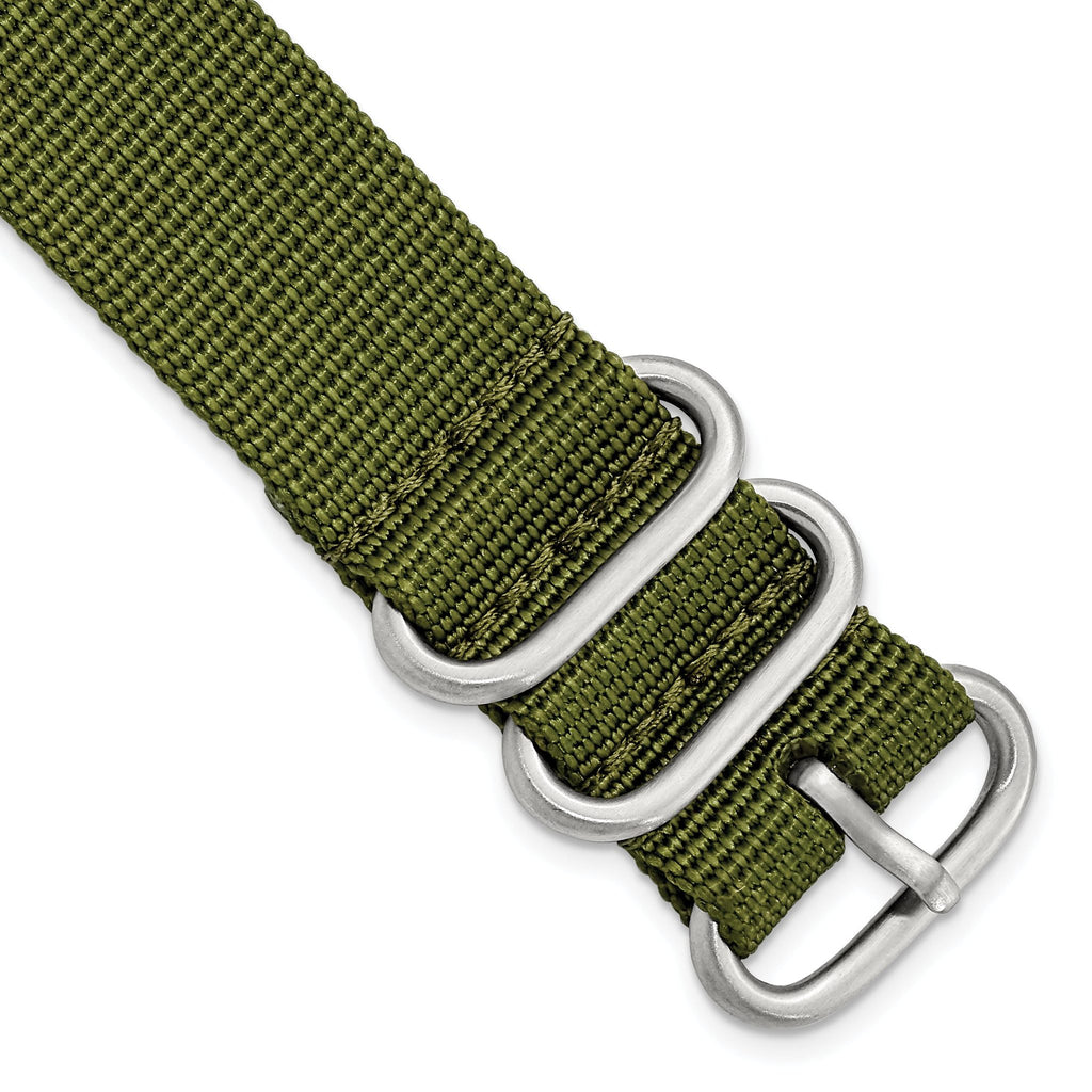 Military Ballistic Nylon Watch Band in Olive Green, 18mm