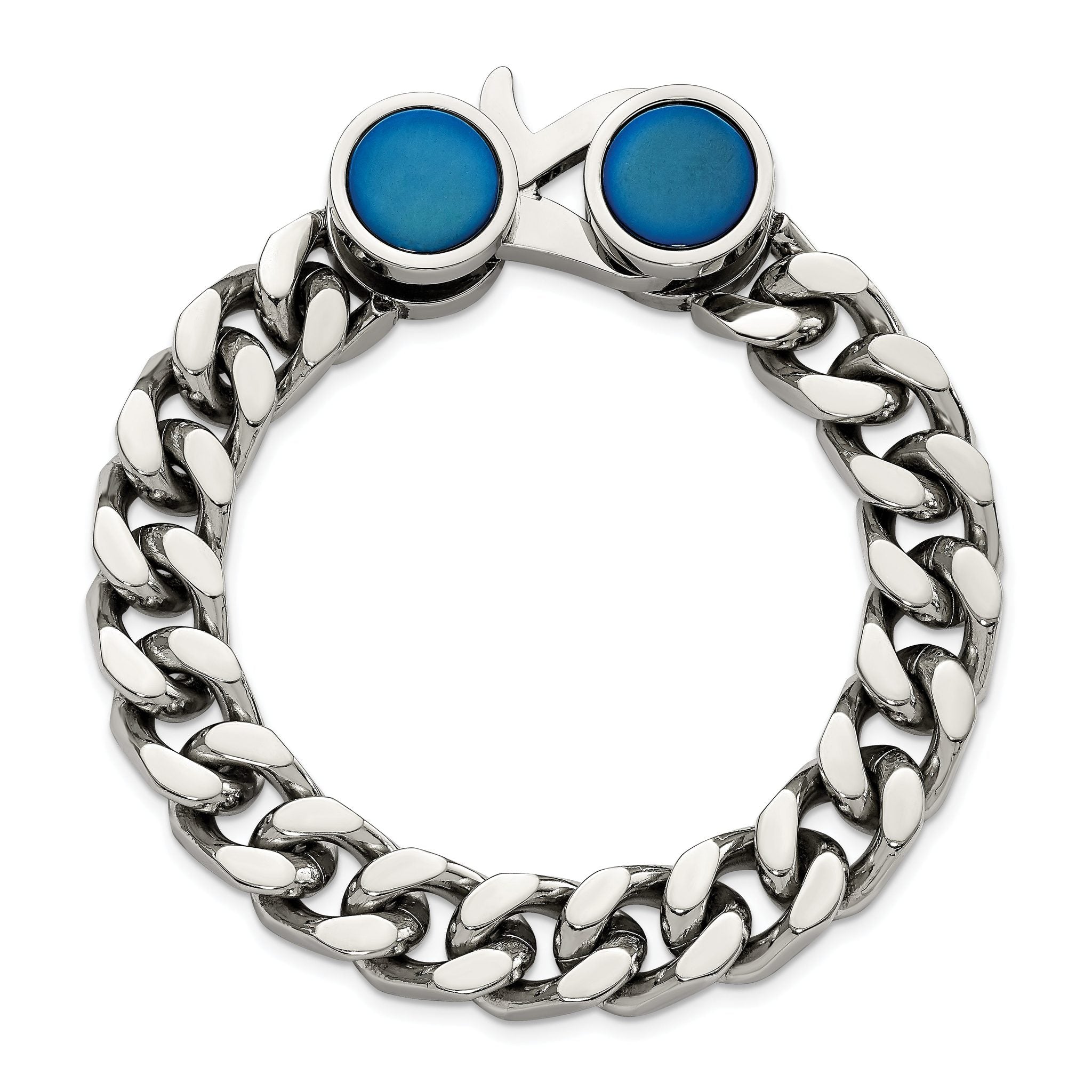 Stainless Steel Polished Blue IP-plated Curb Link Bracelet