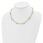 14K Gold Fancy Link Necklace with Polished Finish and Extender