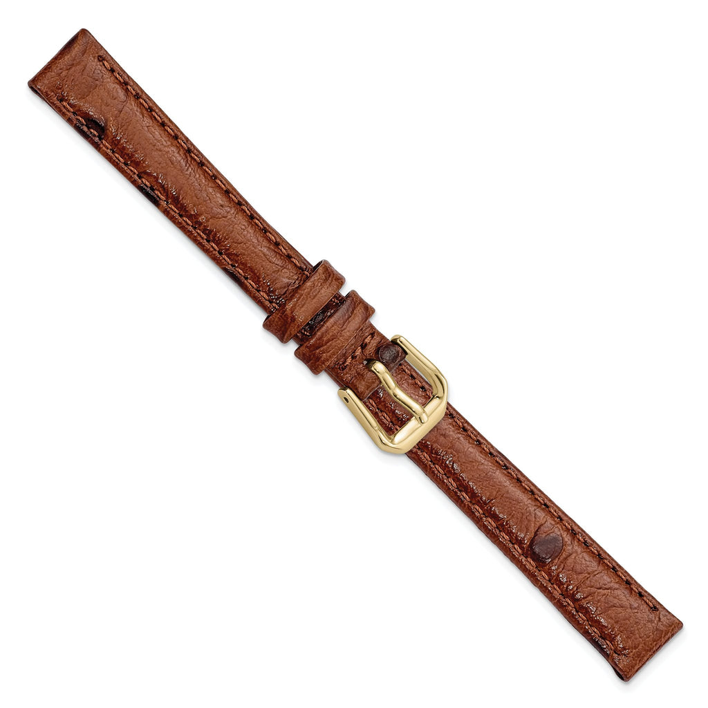 Havana Ostrich Grain Leather Watch Band, 19mm