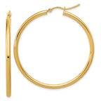 14k Polished 2.5mm Lightweight Tube Hoop Earrings