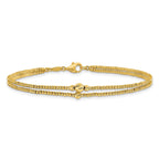 10K Polished and Diamond-cut beads 2-strand Bracelet