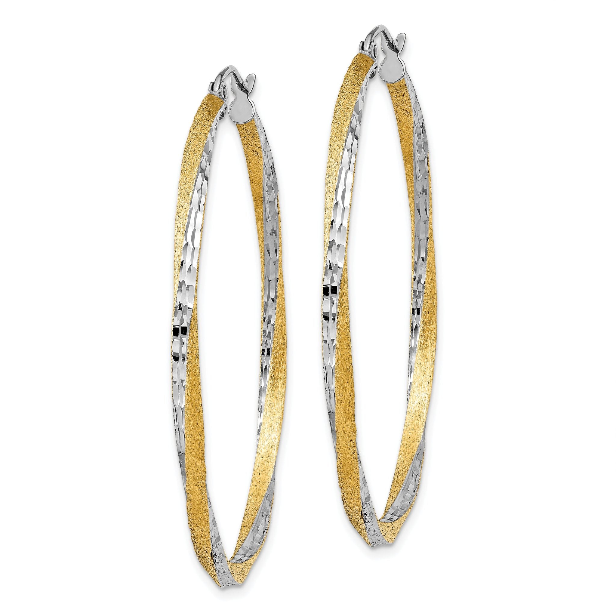 14k & Rhodium Diamond-cut 2.5mm Twisted Hoop Earrings Secondary image
