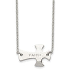 Sophia Jewelers Unisex Polished Stainless Steel Sideways Cross Necklace