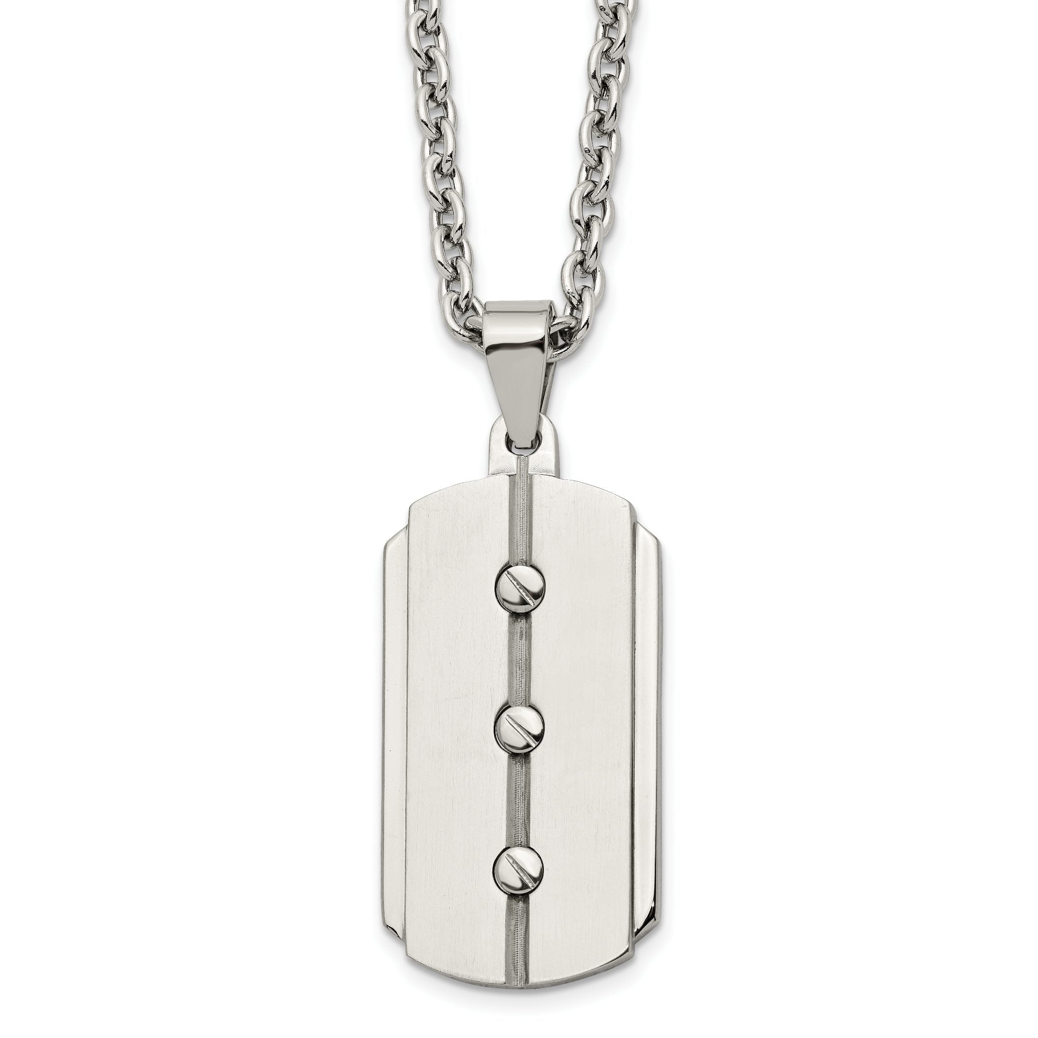 Brushed & Polished Dog Tag Necklace in Stainless Steel Main image