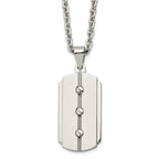 Brushed & Polished Dog Tag Necklace in Stainless Steel
