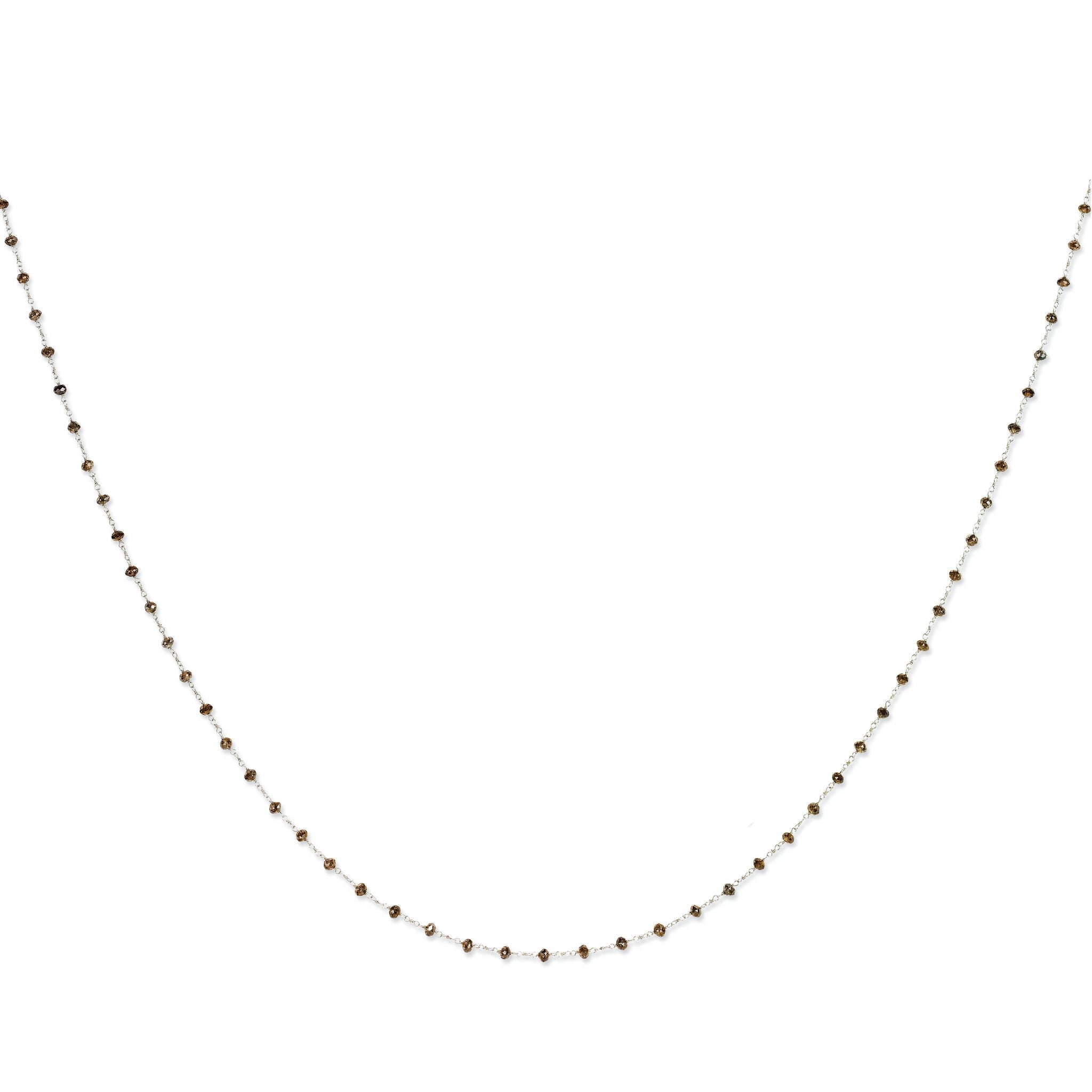 14k White Gold Coffee Brown Diamond Briolette Necklace Main image