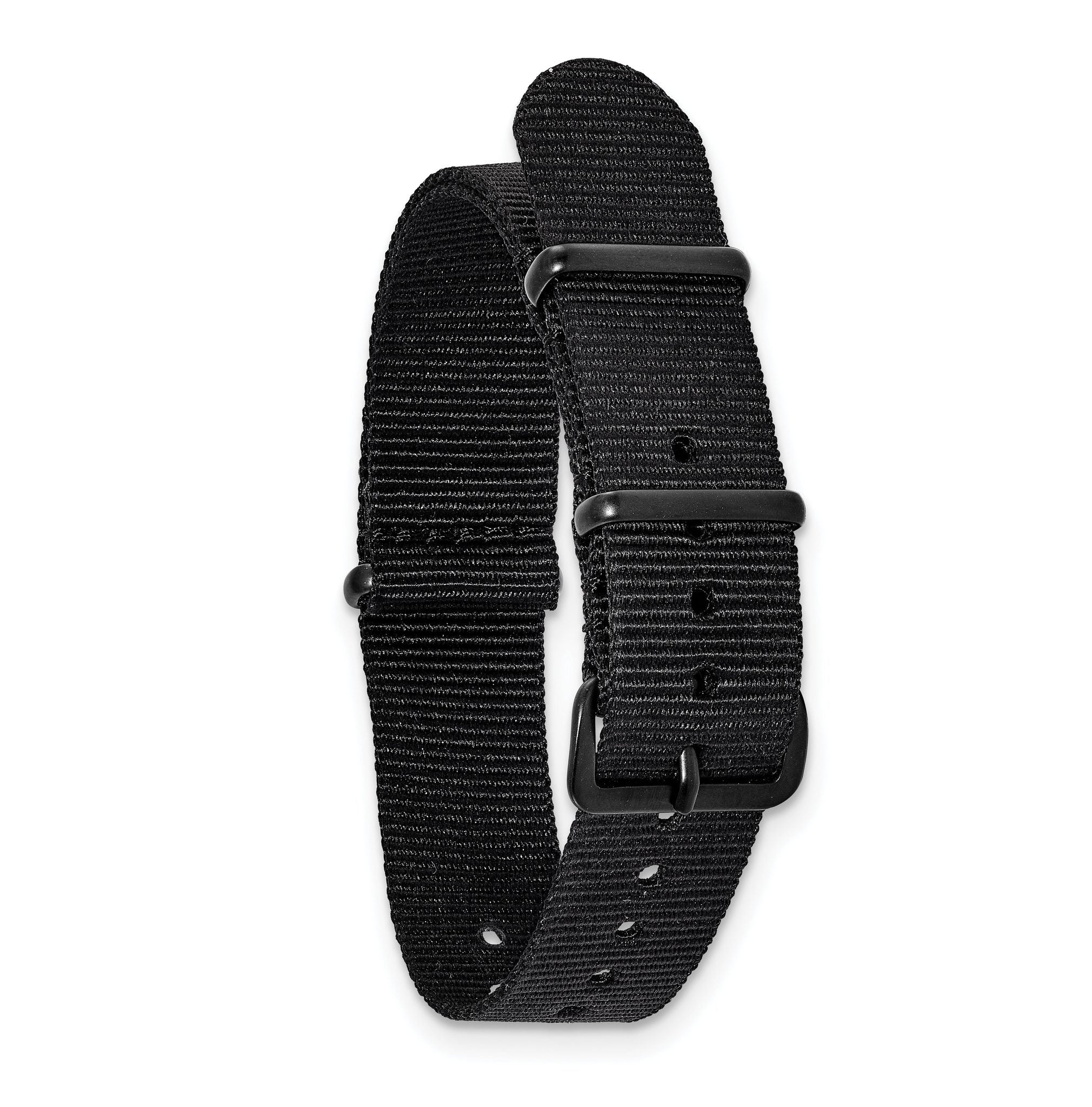 Military Ballistic Nylon Watch Band in Black, 20mm