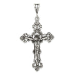 Sterling Silver 925 Antiqued Crucifix Charm with Polished Finish