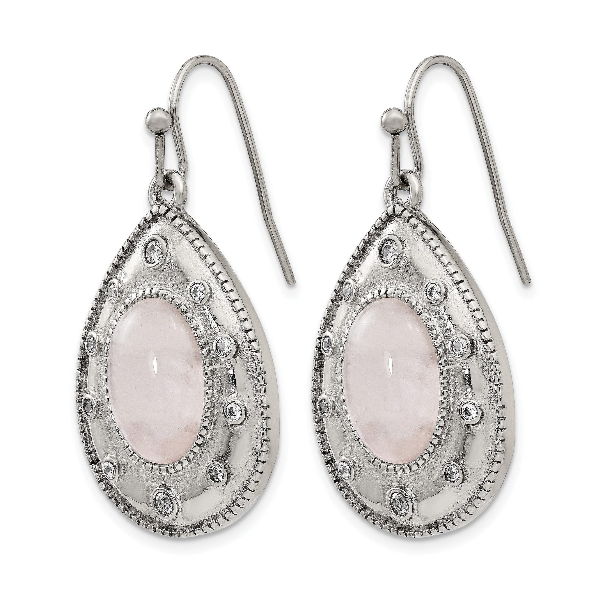 Stainless Steel Polished Cubic Zirconia Drop Dangle Earrings for Women Secondary image