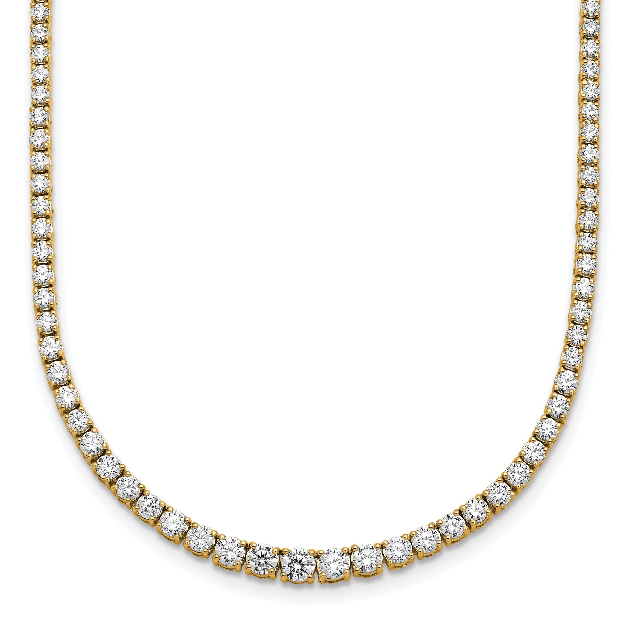 14k 5 3/8 carat Lab Grown Diamond VS+ F+ Complete Round 18 inch Graduated Tennis Necklace Main image