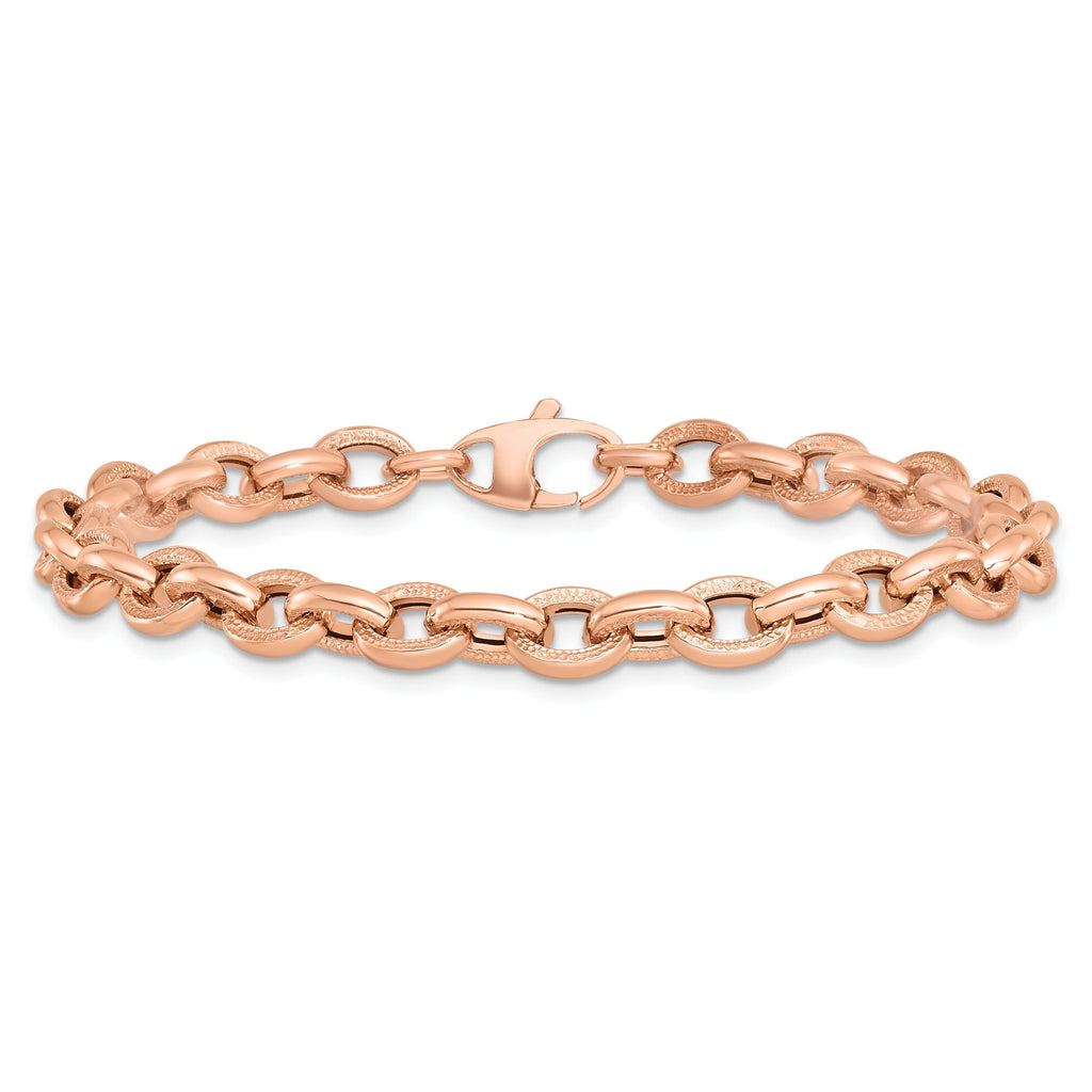 14K Rose Gold Textured Link Bracelet