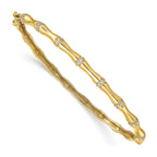 14k Bamboo Design Complete 1/4 carat Diamond Hinged Oval Bangle Bracelet