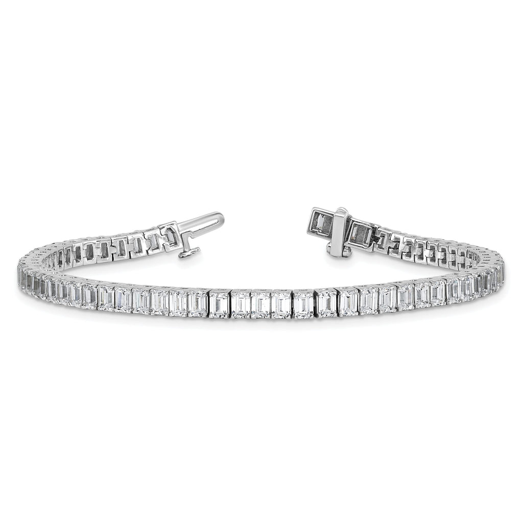14k White Gold 10 carat Lab Grown Diamond VS/SI+ G+ Complete Emerald Bezel Set Tennis Bracelet