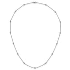14k White Gold Complete 1/5 carat Bezel-set Diamond and Cable Chain 13-Station 16 inch Necklace