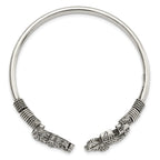 Sterling Silver 925 Flexible Elephant Filigree Cuff for Women