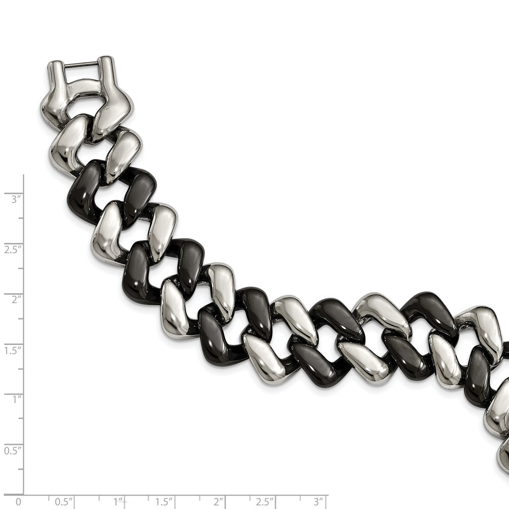 Stainless Steel Polished with Black Ceramic Bracelet