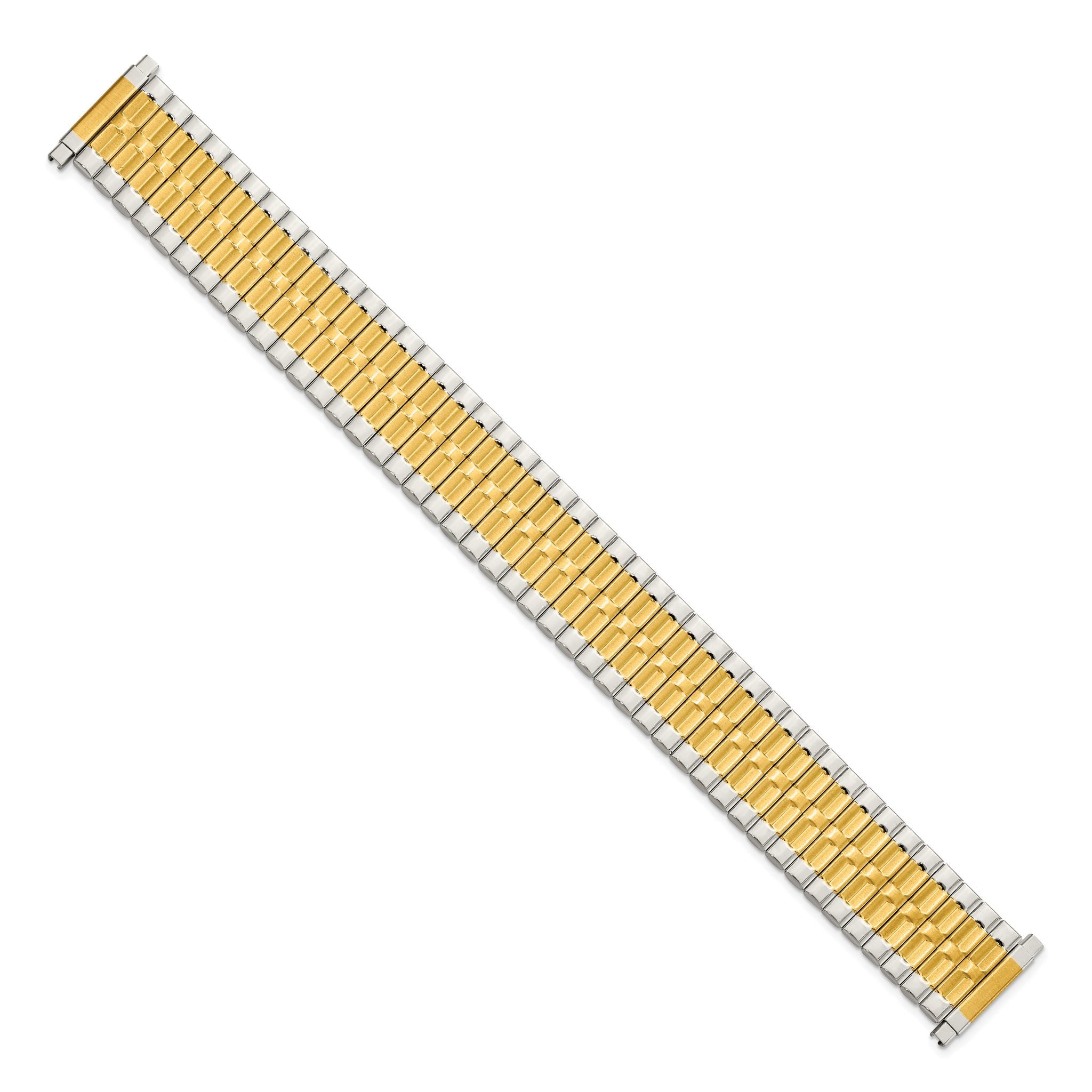 Mens Long 17-22mm Satin and Polished Two-tone IP-plated Stainless Steel 7.25 inch Expansion Watch Band Secondary image