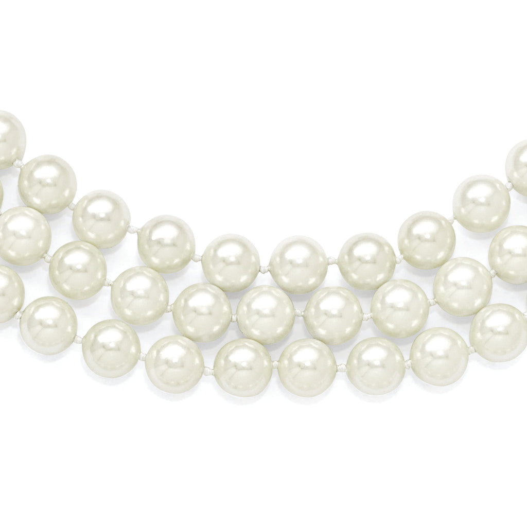 Sophia Jewelers Sterling Silver Shell Pearl Hand-Knotted Necklace Gift Ready