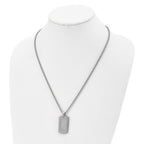 CZ Dog Tag Rope Chain Necklace in Stainless Steel