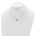 Sterling Silver Gold-tone CZ Heart With  2in ext. Necklace
