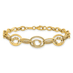 10K Polished and Textured Fancy Link Bracelet