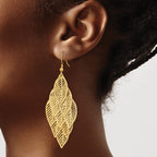 Stainless Steel Ion-Plated Polished Textured Drop Dangle Earrings for Women
