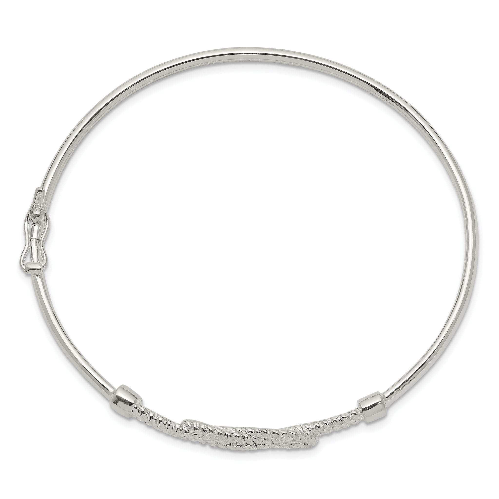 Sterling Silver Textured Love Flexible Knot Bangle Secondary image