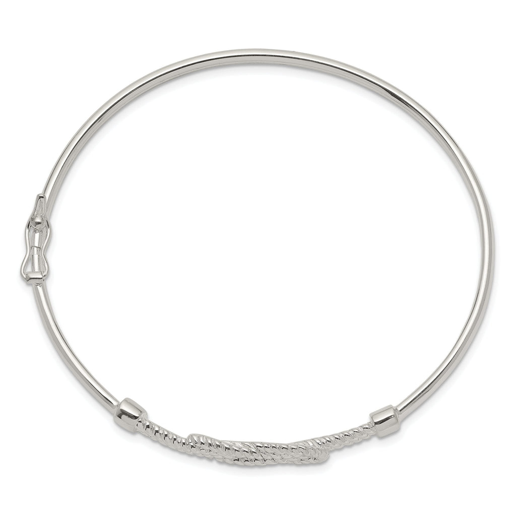 Sterling Silver Textured Love Flexible Knot Bangle