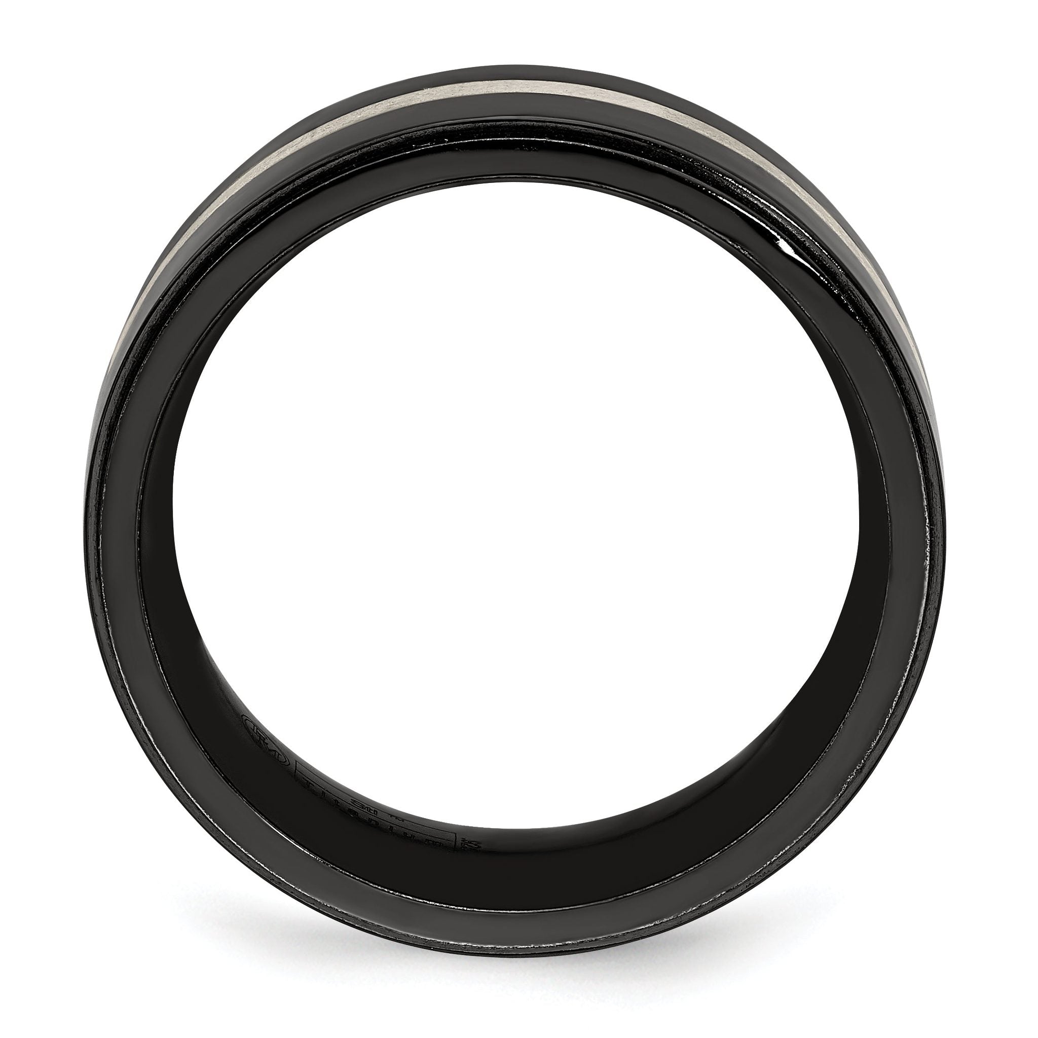 Edward Mirell Titanium Black Ti & Sterling Silver Inlay 10mm Band Secondary image