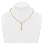 Sterling Silver Gold-tone Polished CZ Paperclip Lariat 17 Inch Necklace